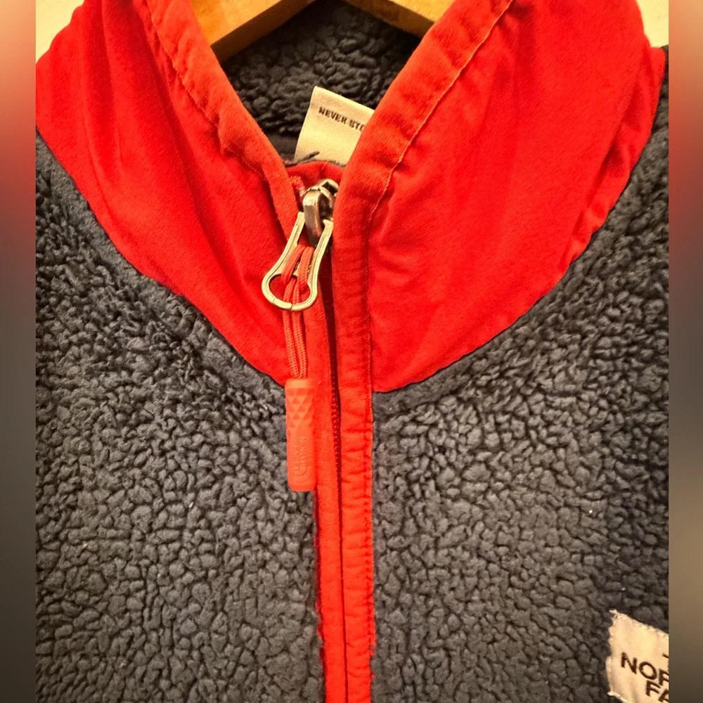 The‎ North Face Sherpa Fleece Jacket Mens Small Blue Red Full Zip Outdoor